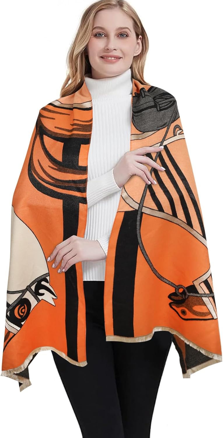 EXTREE Scarfs for Women Pashmina Silky Shawl Wrap for Evening Dressing Blanket Open Front Poncho Cape - Image 2